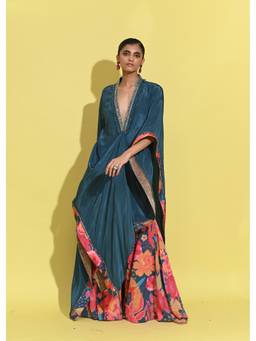 Rishi & Vibhuti - Teal Kaftan with Pant