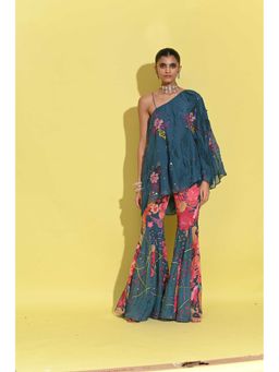 Rishi & Vibhuti - Dilnaz - Duo Blue Cape with Sharara