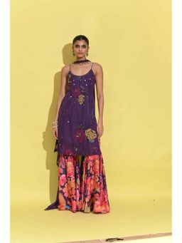 Rishi & Vibhuti - Mimi Purple Cape with Sharara and Dupatta