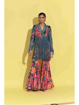 Rishi & Vibhuti - Jhilmil Senorita Blue Jacket with Sharara