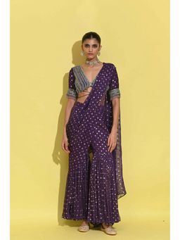 Rishi & Vibhuti - Violet Berry Purple Top with Sharara