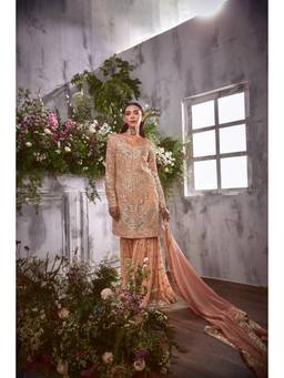 SHIAN - Peach Gota Kurta with Garara and Dupatta