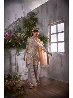 SHIAN - Grey Gota Parisaa Kurta with Sharara and Dupatta