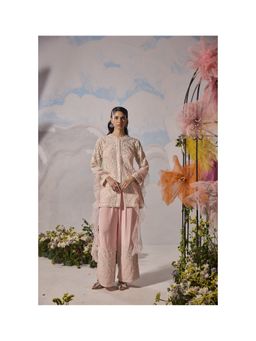 SHIAN - Rose Pink Dori Embroidery Jacket with Pant and Frill Dupatta