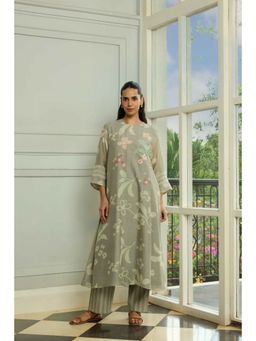 Vaayu - Slate Thread Embroidered Grey Top with Pant Co-Ord's