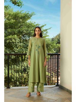 Vaayu - Slate Thread Embroidered Green Co-Ord Set