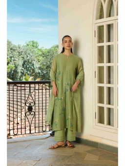 Vaayu - Sage Applique Green Kurta with Pant and Dupatta