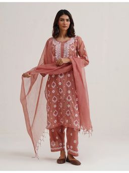 SAAYA THE LABEL - Zora Chikanakri Mauve Kurta with Pant and Dupatta