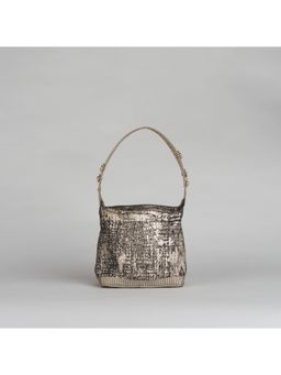ETCETERA - Women Black And Gold Foil Fabric Mini Bag