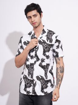 Being Human - Printed White Short Sleeves Shirt