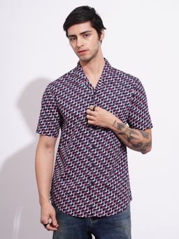 Being Human - Printed Navy Blue Short Sleeves Shirt