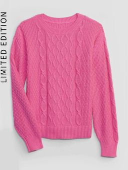 GAP - Girls Cable-Knit Round Neck Relaxed Pullover Sweater