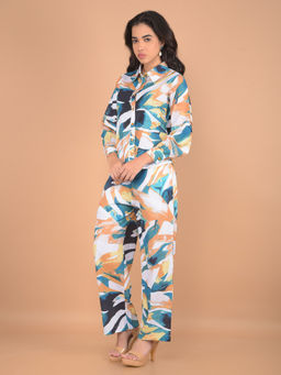 CRIMSOUNE CLUB - Women's Multi-Color Printed Co-Ord (Set of 2)