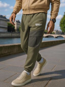 Bewakoof - NASA Men's Green Typography Oversized Cargo Joggers