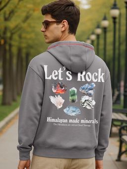 Bewakoof - December Sky Grey Minerals Graphic Printed Oversized Hoodies