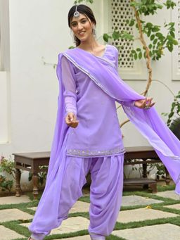 Lavanya The Label - Lavender Kurta Patiala (Set of 3)