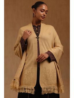 Soch - Womens Beige Acrylic Knitted Shawl