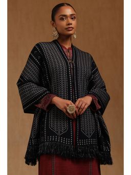 Soch - Womens Navy Blue Acrylic Knitted Shawl