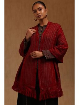 Soch - Womens Maroon Acrylic Knitted Shawl