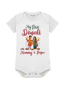 Arvesa - My First Diwali Printed Bodysuit White