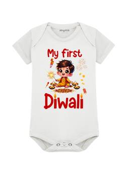 Arvesa - My First Diwali Printed Bodysuit White