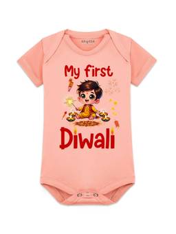 Arvesa - My First Diwali Printed Bodysuit Peach