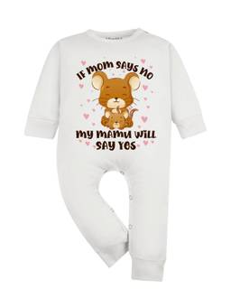 Arvesa - If Mom Say No My Mamu Will Say Yes Printed Romper White