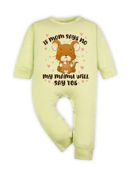 Arvesa - If Mom Say No My Mamu Will Say Yes Printed Romper Yellow