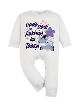 Arvesa - Dada Dadi Ke Aankhon Ka Tara Printed Romper White