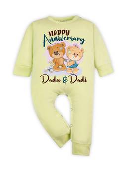 Arvesa - Happy Anniversary Dadu And Dadi Printed Romper Yellow