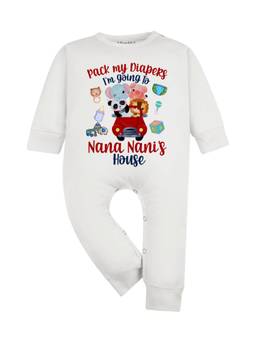 Arvesa - I Am Going To Nana Nani House Printed Romper White