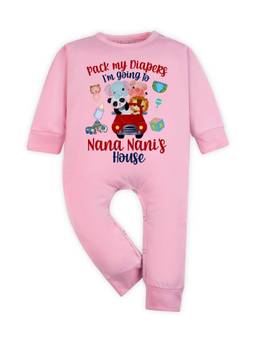 Arvesa - I Am Going To Nana Nani House Printed Romper Pink