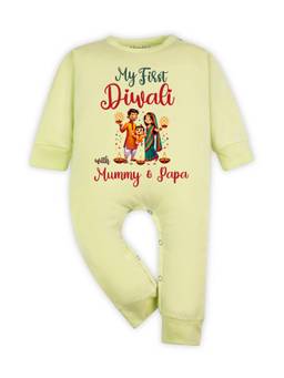 Arvesa - My First Diwali Printed Romper Yellow