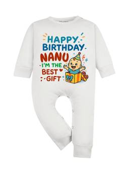 Arvesa - Happy Birthday Nanu Printed Romper White