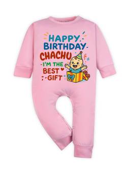 Arvesa - Happy Birthday Chachu Printed Romper Pink