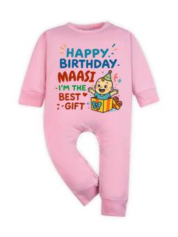 Arvesa - Happy Birthday Maasi Printed Romper Pink