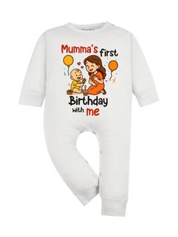 Arvesa - Mumma First Birthday With Me Printed Romper White
