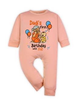 Arvesa - Dadi First Birthday With Me Printed Romper Peach
