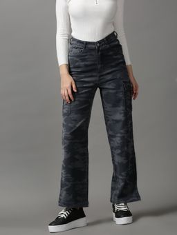SHOWOFF - Women's Clean Look Wide Leg Grey Denim Jeans