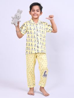 CASA DE NEENEE - Yellow Stripe Dreams Range Half Sleeves Shirt and Pyjama Set for Boys