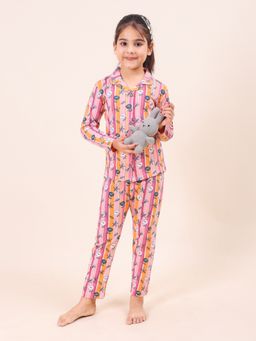 CASA DE NEENEE - Multi Color Bloomy Dreams Range Full Sleeves Shirt and Pyjama Set for Girls