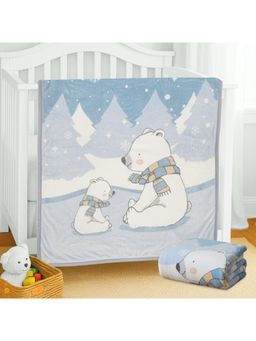Hopop - Ultra Soft Plush Baby Blanket Warm and Cozy-Blue- Snow Bears