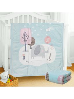Hopop - Ultra Soft Plush Baby Blanket Warm and Cozy-Blue- Elephant