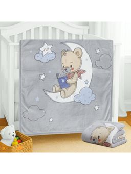 Hopop - Ultra Soft Plush Baby Blanket Warm and Cozy-Grey- Moon Teddy
