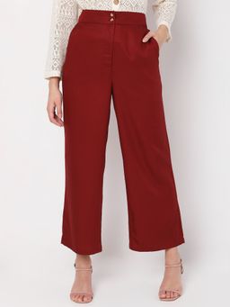 VERO MODA - Women Solid Maroon Pant