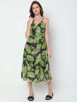VERO MODA - Women Leaf Print Black Dress