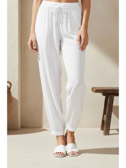 Aurelia - White Solid Rayon Harem Pant