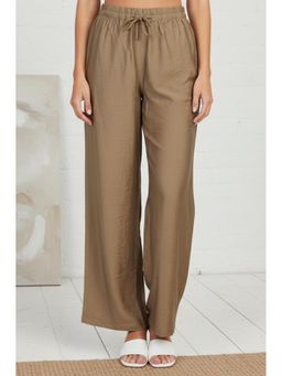 W - Gold Solid Rayon Relaxed Fit Pant