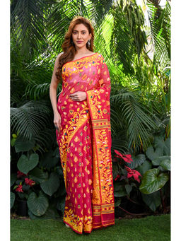 Beatitude - Multi-Color Jacquard Jamdani Cotton Silk Saree with Unstitched Blouse