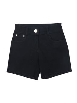 TINY GIRL - Basic Black Shorts with Girl Patch In Back Pocket